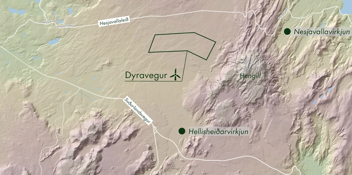Vegslóði lagður vegna undirbúnings vindorkurannsókna við Dyraveg í Ölfusi